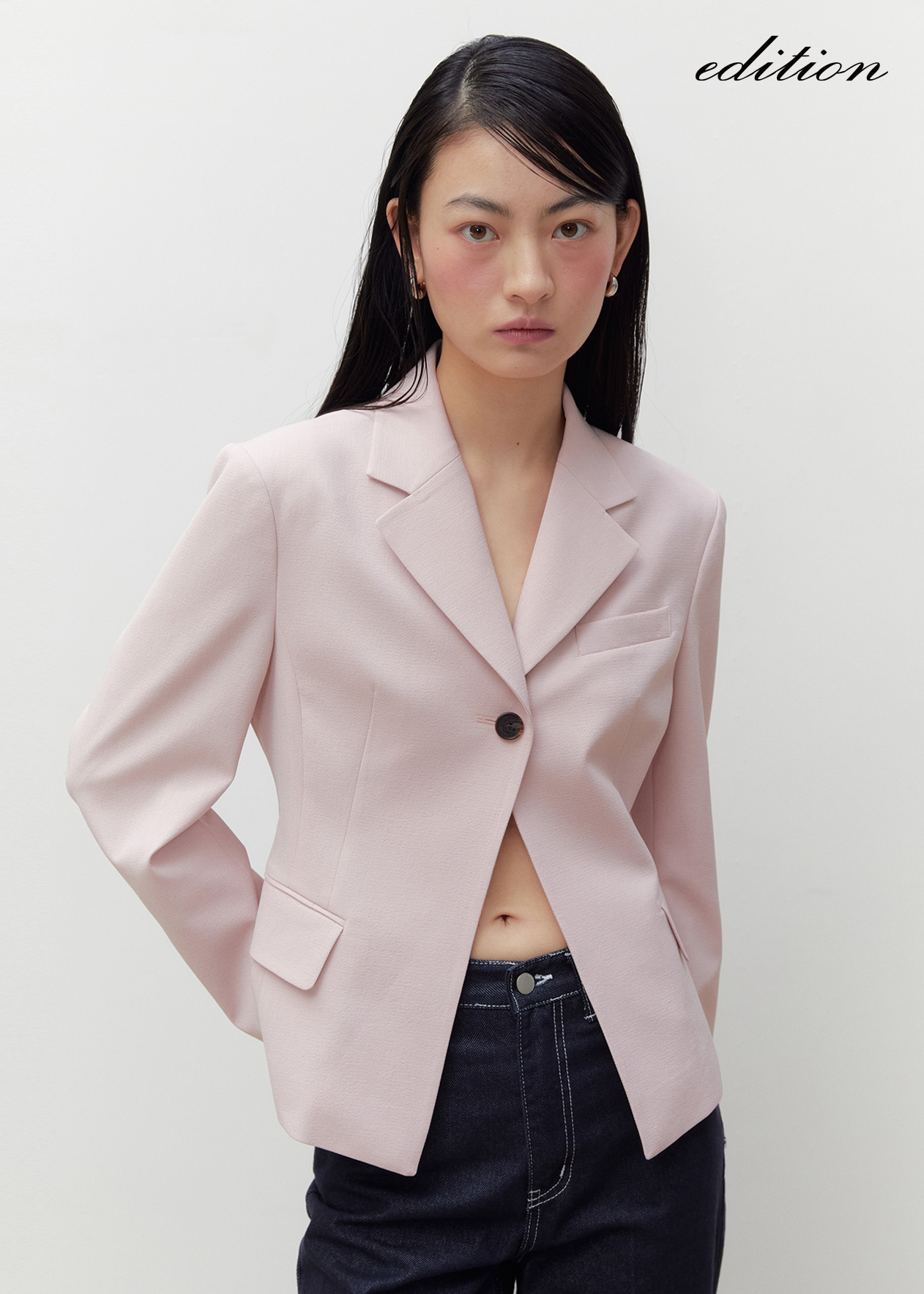 (edition) One button short jacket